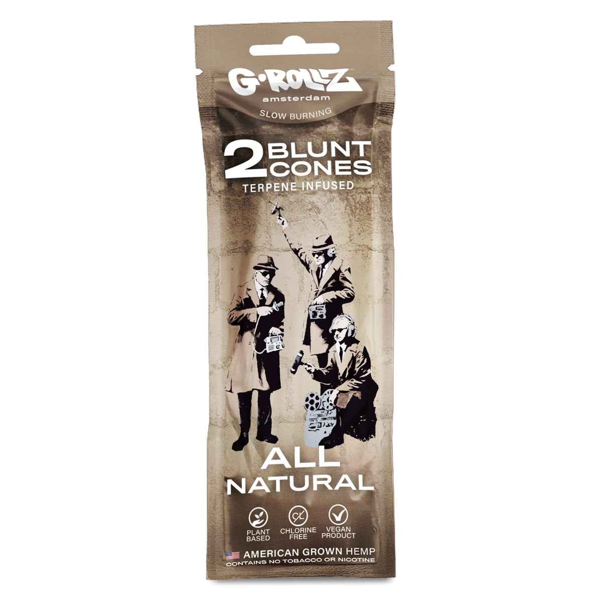 G-Rollz | Banksy's Graffiti - 2x 'All Natural' Pre-rolled Cones (12 pack Display, 24 wraps)