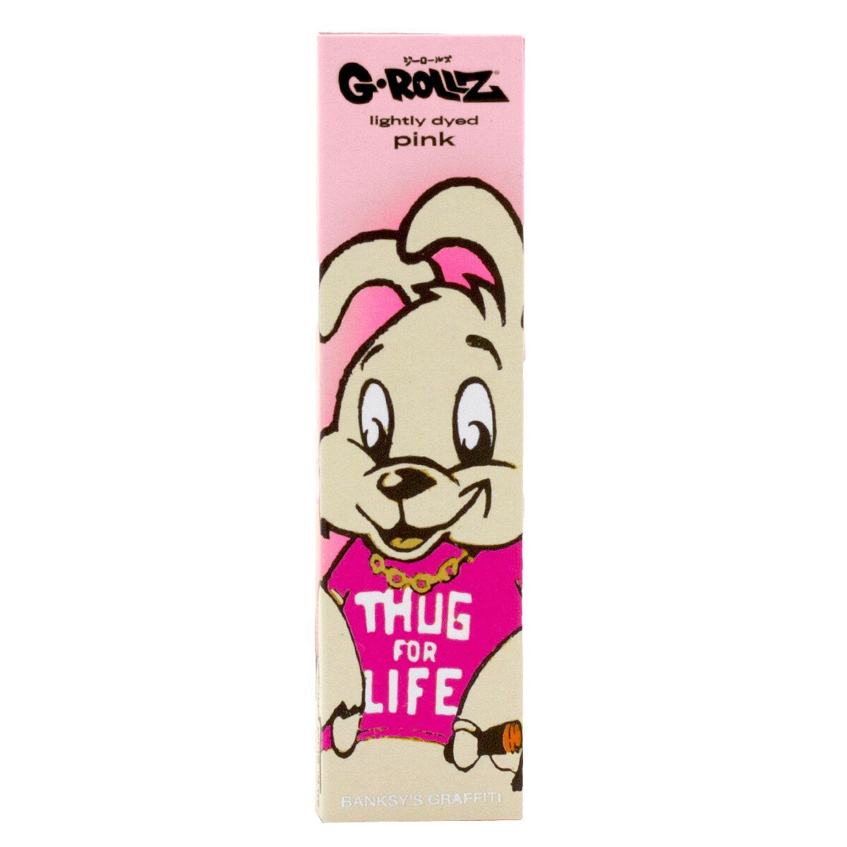 G-Rollz | Banksy's Graffiti 'Thug For Life' Pink - 50 KS Slim Papers + Tips (24 Booklets Display)