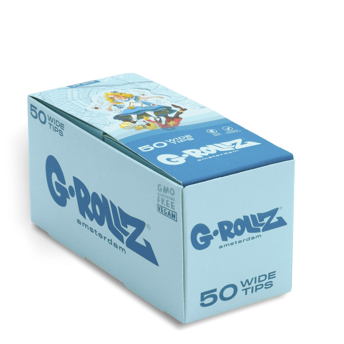 G-Rollz | Dunkees 'Alice' Blue Filter Tips 2,5 X 6cm 50 Tips Book 24/Display