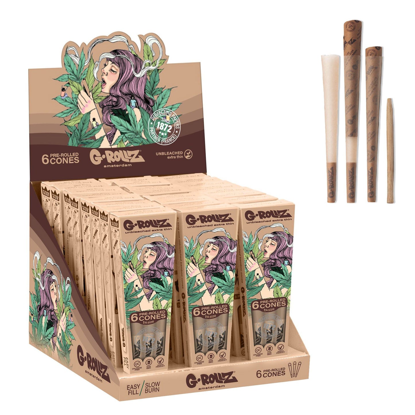 G-Rollz | Collector 'Colossal Dream' Unbleached - 6 '1¼' Cones (24 Packs Display)