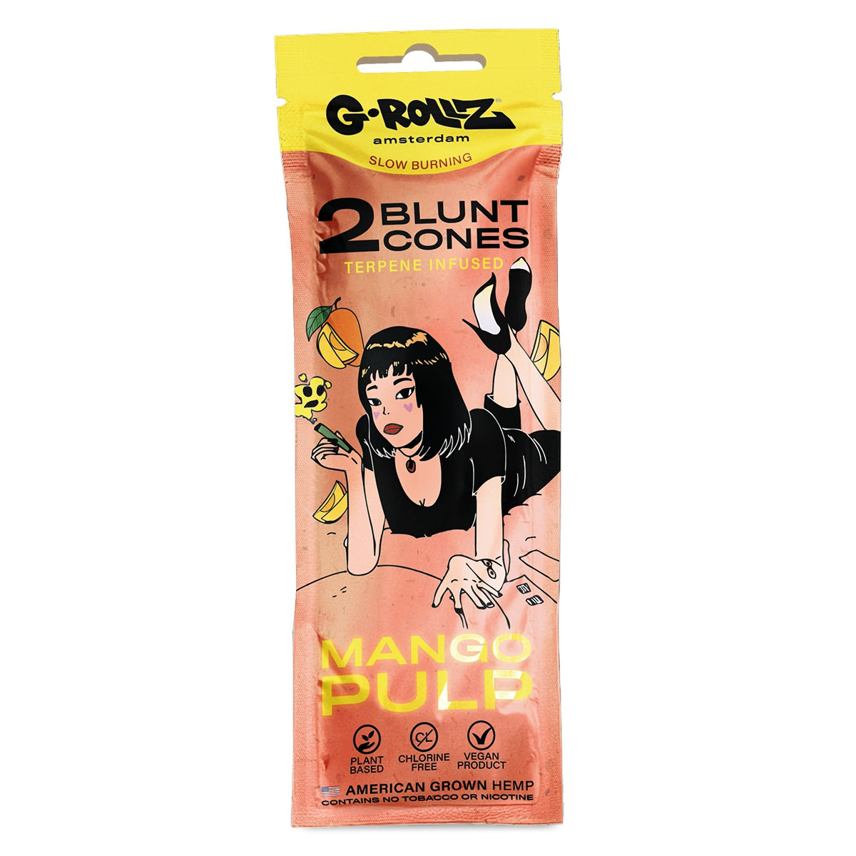 G-Rollz | 2x 'Mango Pulp' Terpene-infused Pre-rolled Hemp Cones (12 pack Display, 24 wraps)