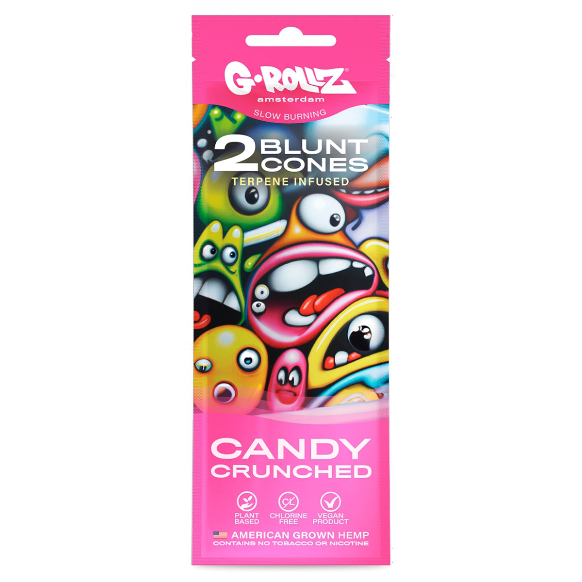 G-Rollz | 2x 'Candy Crunched' Terpene-infused Pre-rolled Hemp Cones (12 pack Display, 24 wraps)