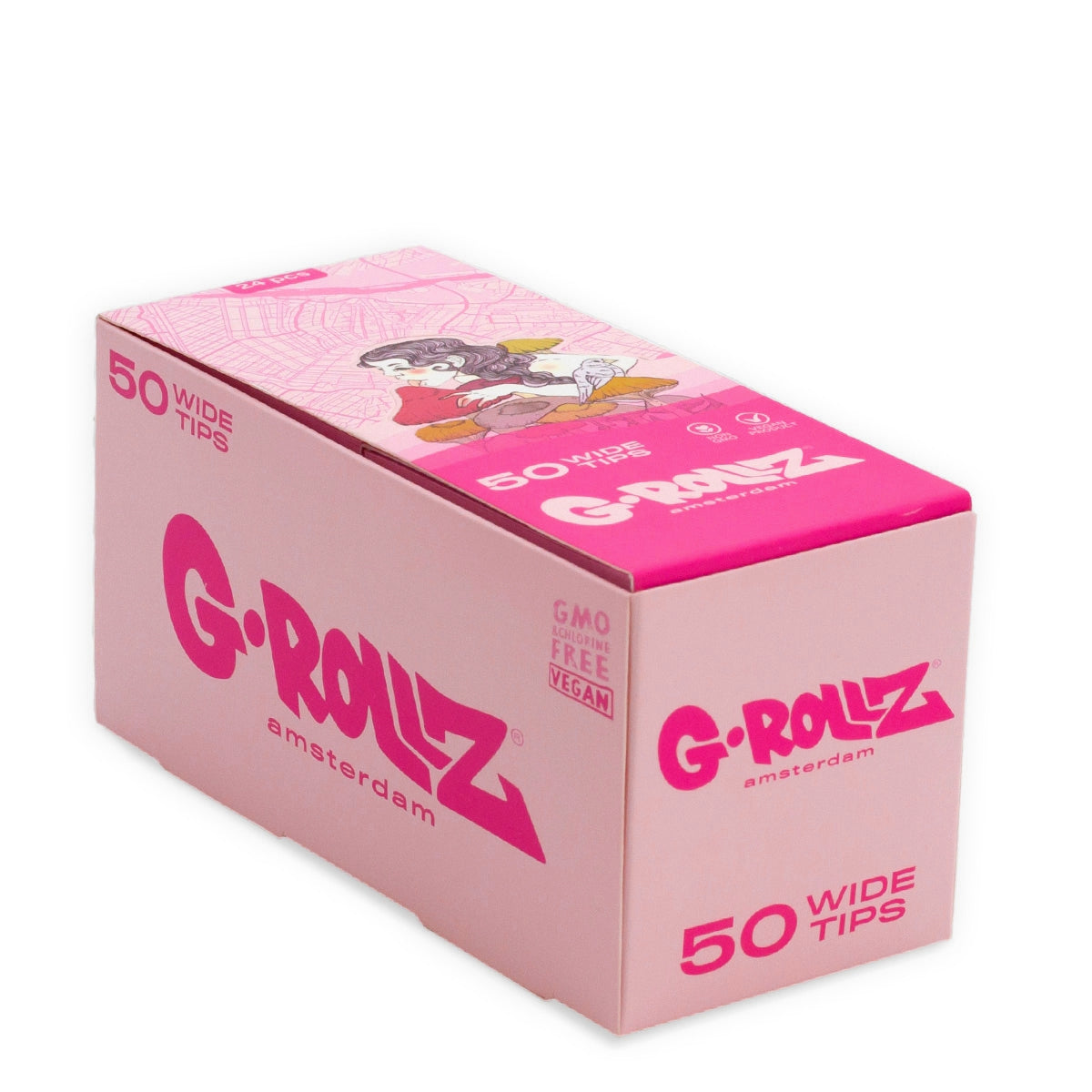 G-Rollz | Collector 'Mushroom Lick' Pink Filter Tips 2,5 X 6cm 50 Tips Book 24/Display