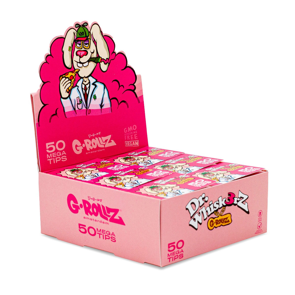 G-Rollz | "Dr. Whiskerz" Pink Mega Tips 4x5.5cm 50 Tips Booklet (24/Display)