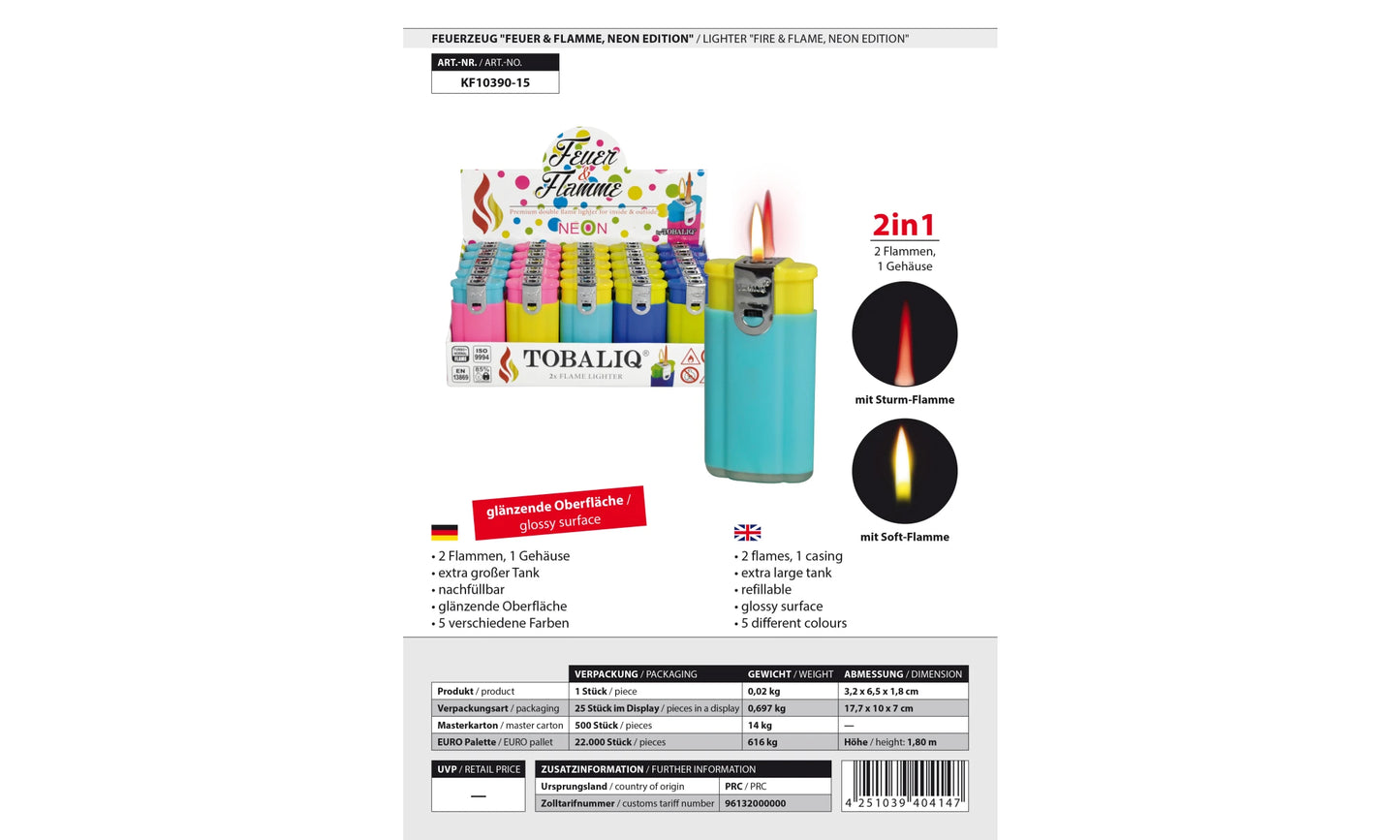 Lighter 2in1 “Fire & Flame” Neon Mix