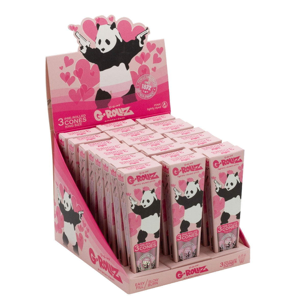 G-Rollz | Banksy Graffiti 'Panda Gunnin'' Pink - 3 KS Cones (24 Packs Display)