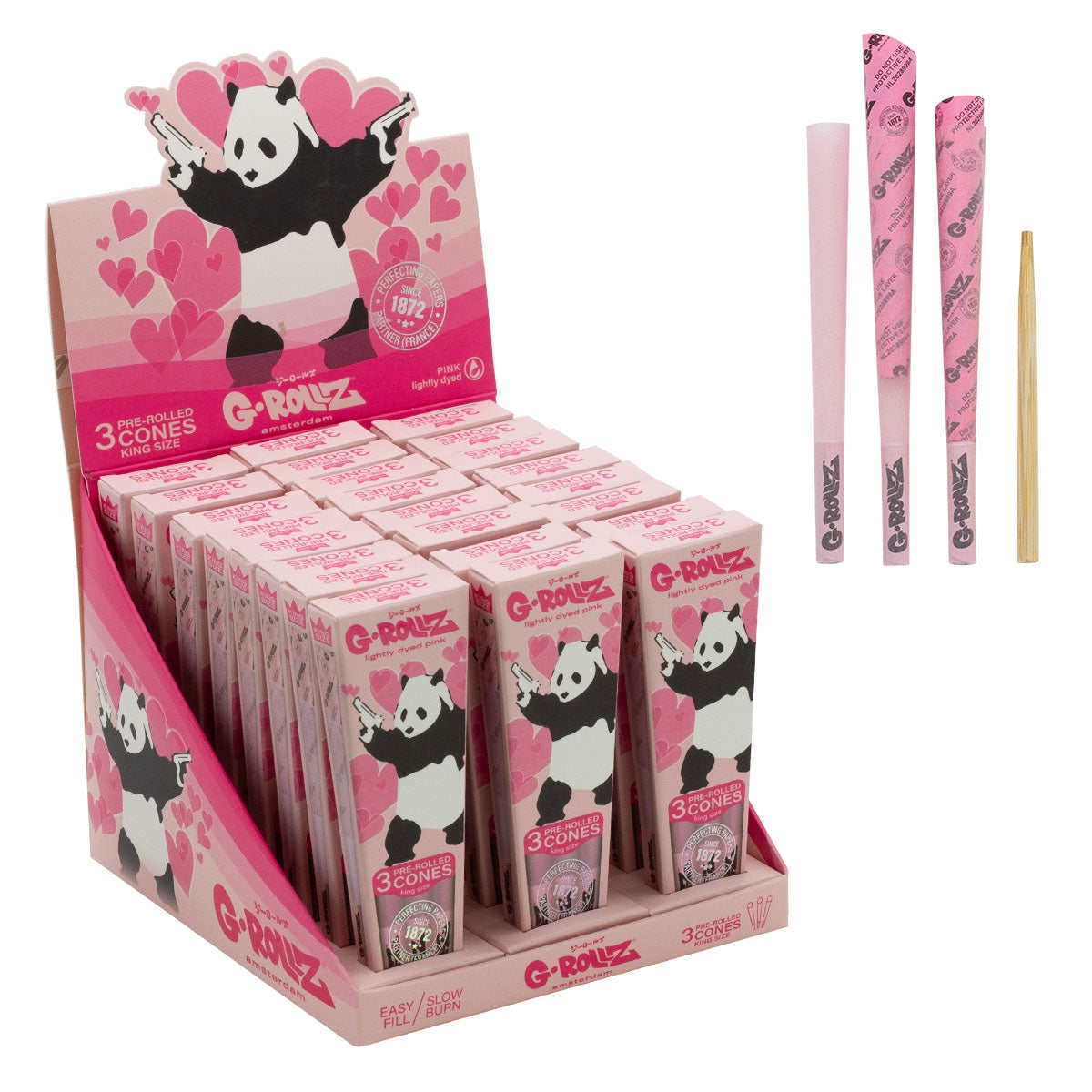 G-Rollz | Banksy Graffiti 'Panda Gunnin'' Pink - 3 KS Cones (24 Packs Display)