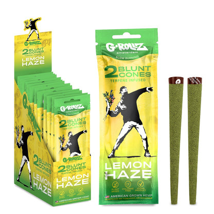 G-Rollz | Banksy's Graffiti - 2x 'Lemon Haze' Terpene-infused Cones (12 pack Display, 24 wraps)