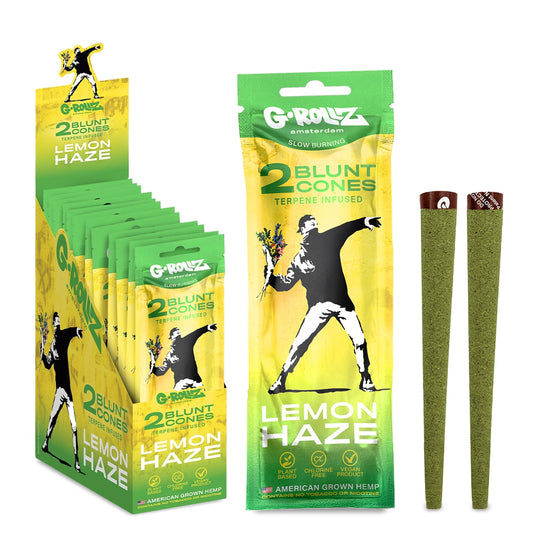 G-Rollz | Banksy's Graffiti - 2x 'Lemon Haze' Terpene-infused Cones (12 pack Display, 24 wraps)