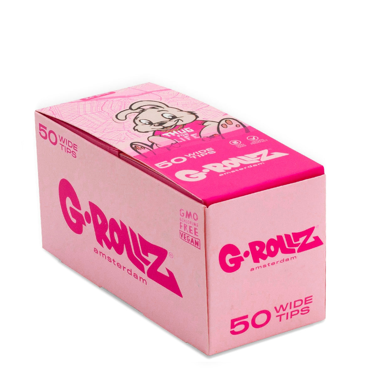 G-Rollz | Banksy's Graffiti 'Thug for Life' PINK Filter Tips 2,5 X 6cm 50 Tips Book 24/Display