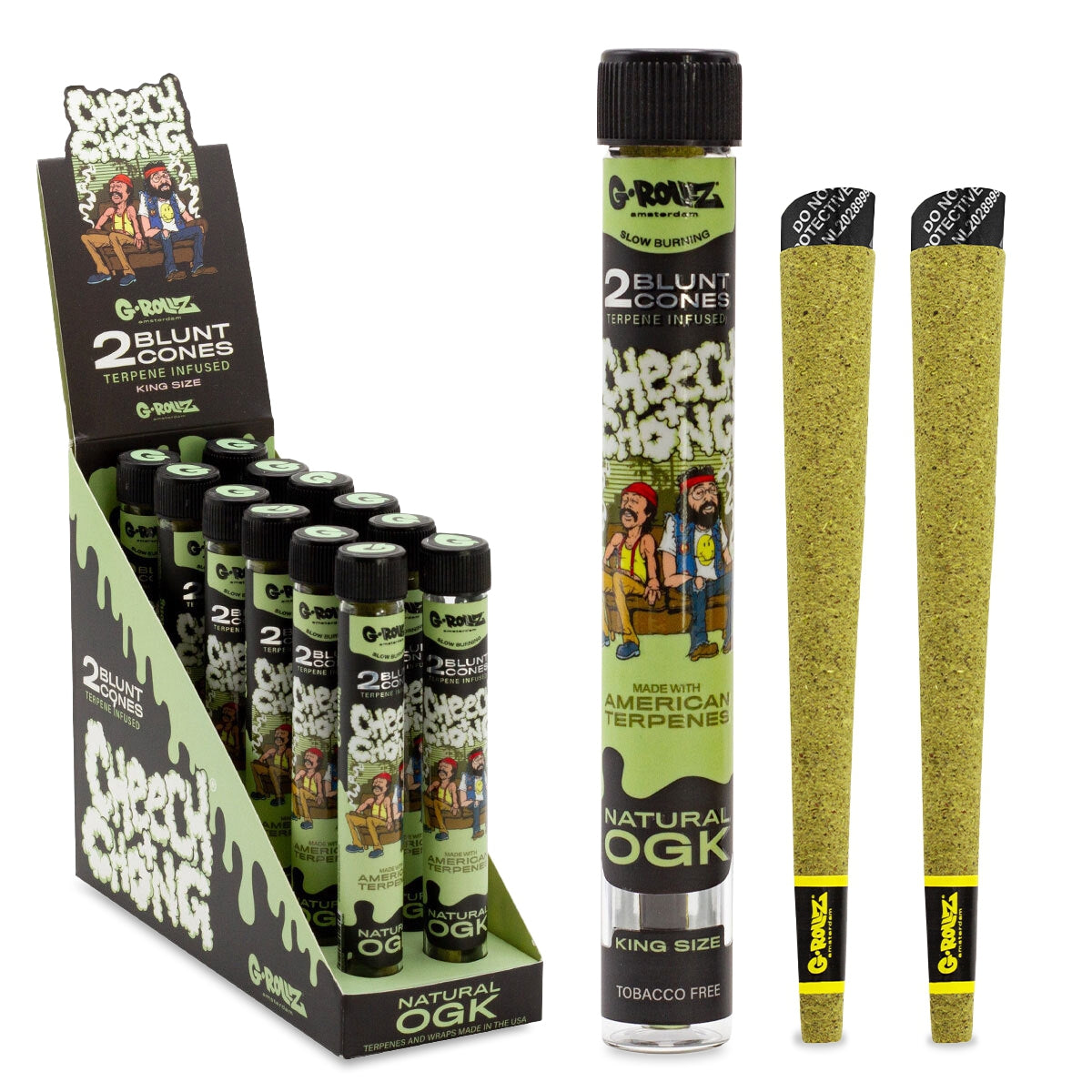 G-Rollz | Cheech & Chong(TM) 2x Terpene Infused Cones 'Natural OGK' (12 Pack Display)