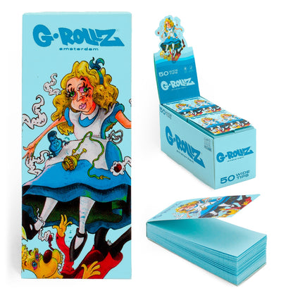 G-Rollz | Dunkees 'Alice' Blue Filter Tips 2,5 X 6cm 50 Tips Book 24/Display