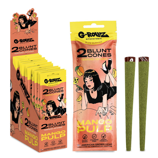 G-Rollz | 2x 'Mango Pulp' Terpene-infused Pre-rolled Hemp Cones (12 pack Display, 24 wraps)