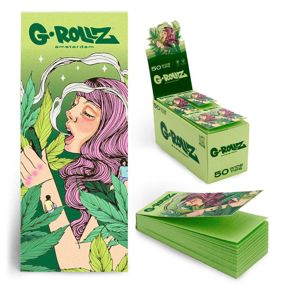 G-Rollz | Collector 'Colossal Dream' Green Filter Tips 2,5 X 6cm 50 Tips Book 24/Display
