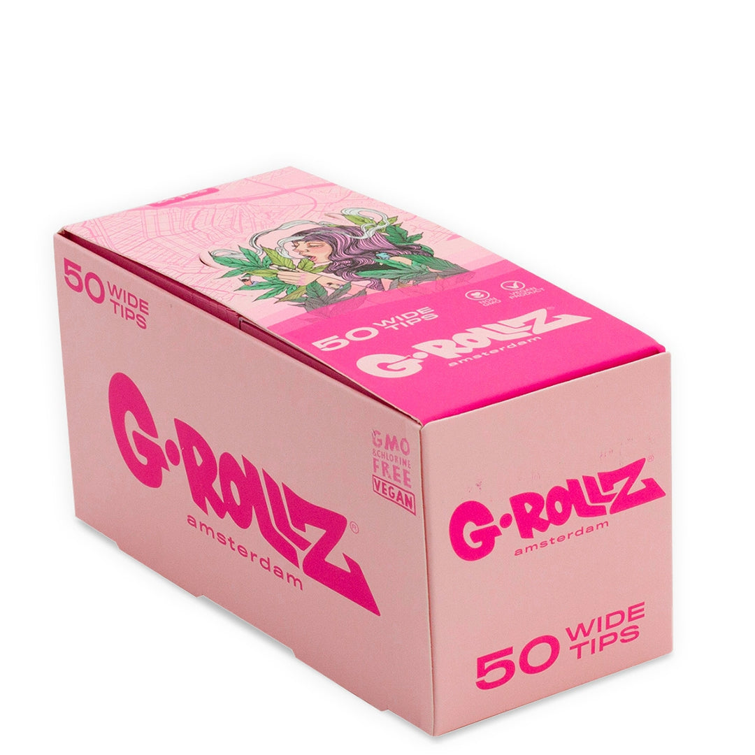 G-Rollz | Collector 'Mushroom Lady' PINK Filter Tips 2,5 X 6cm 50 Tips Book 24/Display