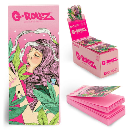 G-Rollz | Collector 'Mushroom Lady' PINK Filter Tips 2,5 X 6cm 50 Tips Book 24/Display