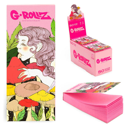 G-Rollz | Collector 'Mushroom Lick' Pink Filter Tips 2,5 X 6cm 50 Tips Book 24/Display