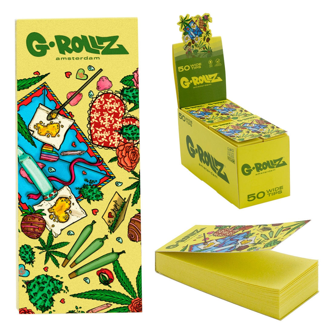 G-Rollz | Collector 'Picnic' Yellow Filter Tips 2,5 X 6cm 50 Tips Book 24/Display
