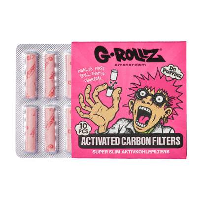 G-Rollz | Activated Carbon Filters - Ø6mm Pink - 10 Tips per Pack (24 Packs per Display)
