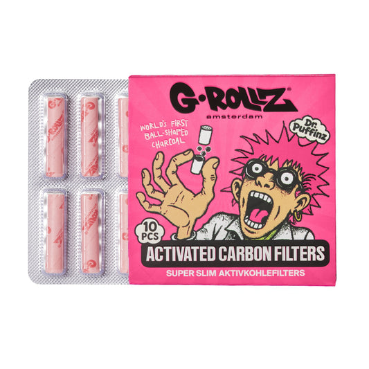 G-Rollz | Activated Carbon Filters - Ø6mm Pink - 10 Tips per Pack (24 Packs per Display)