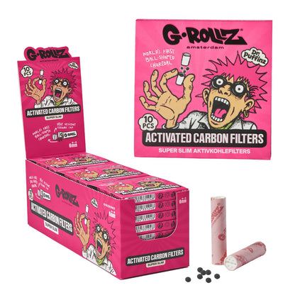 G-Rollz | Activated Carbon Filters - Ø6mm Pink - 10 Tips per Pack (24 Packs per Display)