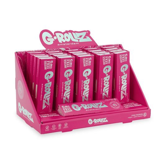 G-Rollz | Lightly Dyed Pink - 50 KS Slim Papers + Tips (21 Booklets Display)
