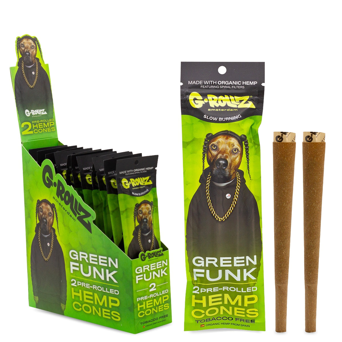 G-Rollz | 2x 'Green Funk' Pre-Rolled Hemp Cones (12 Pack Display, 24 Cones)