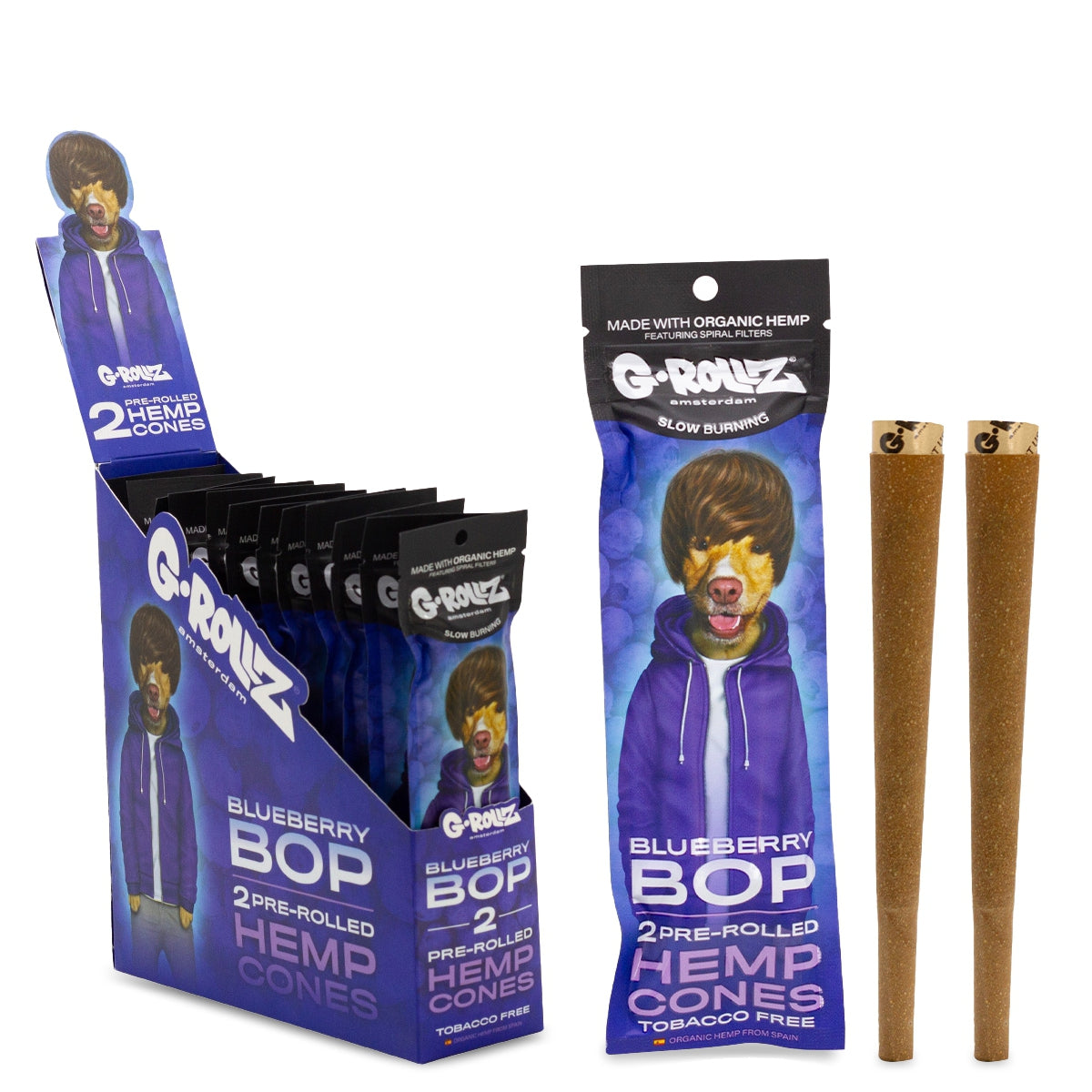 G-Rollz | 2x 'Blueberry Pop' Pre-Rolled Hemp Cones (12 Pack Display, 24 Cones)