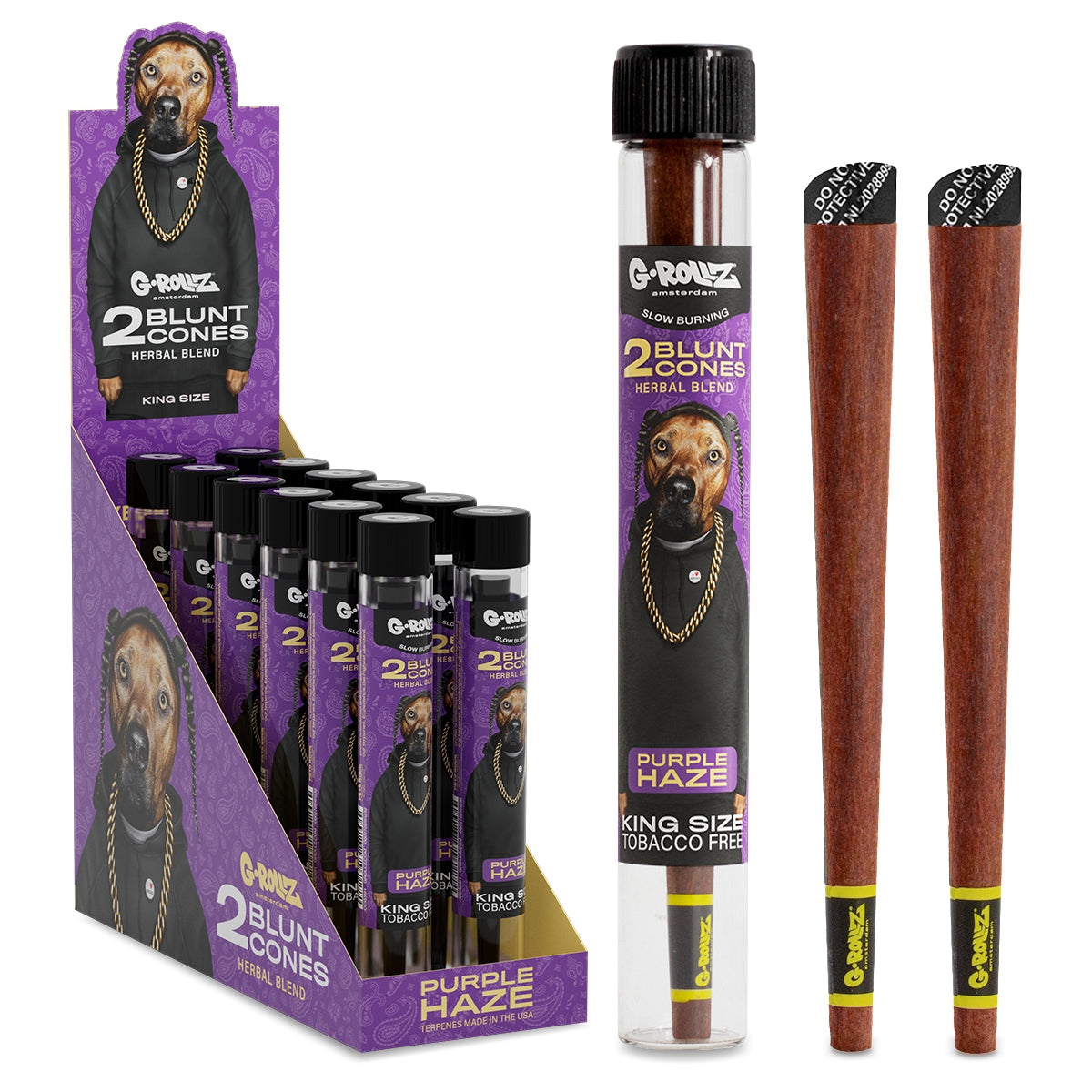 G-Rollz | 'The Dog' Terpene Infused Cones 'Purple Haze' (12 Pack Display, 24 Cones)