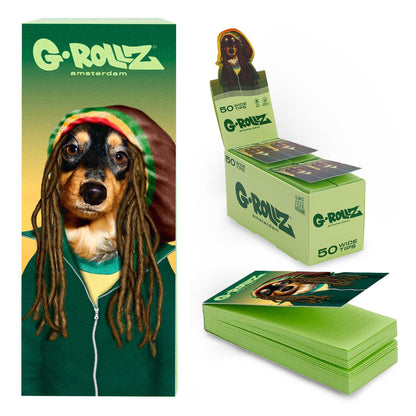 G-Rollz | Pets Rock 'Reggae' Green Filter Tips 2,5 X 6cm 50 Tips Book 24/Display