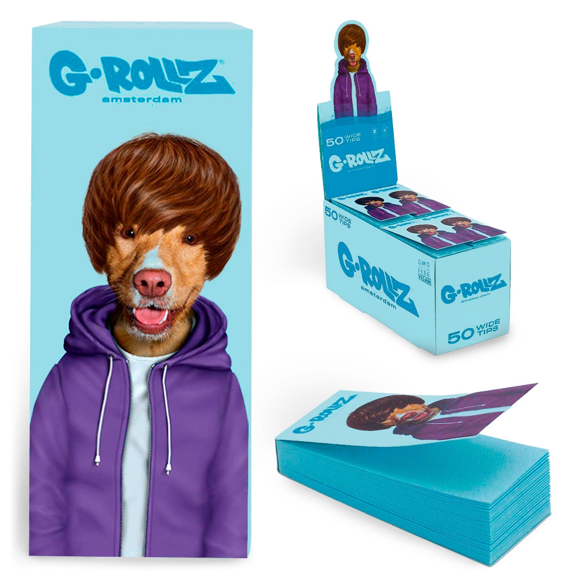 G-Rollz | Pets Rock 'Teen' Blue - 50 KS Slim Papers + Tips (24 Booklets Display)