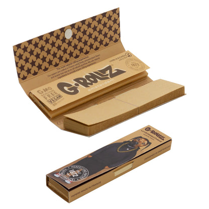 G-Rollz | Pets Rock 'Rap' Unbleached - 50 KS Slim Papers + Tips (24 Booklets Display)
