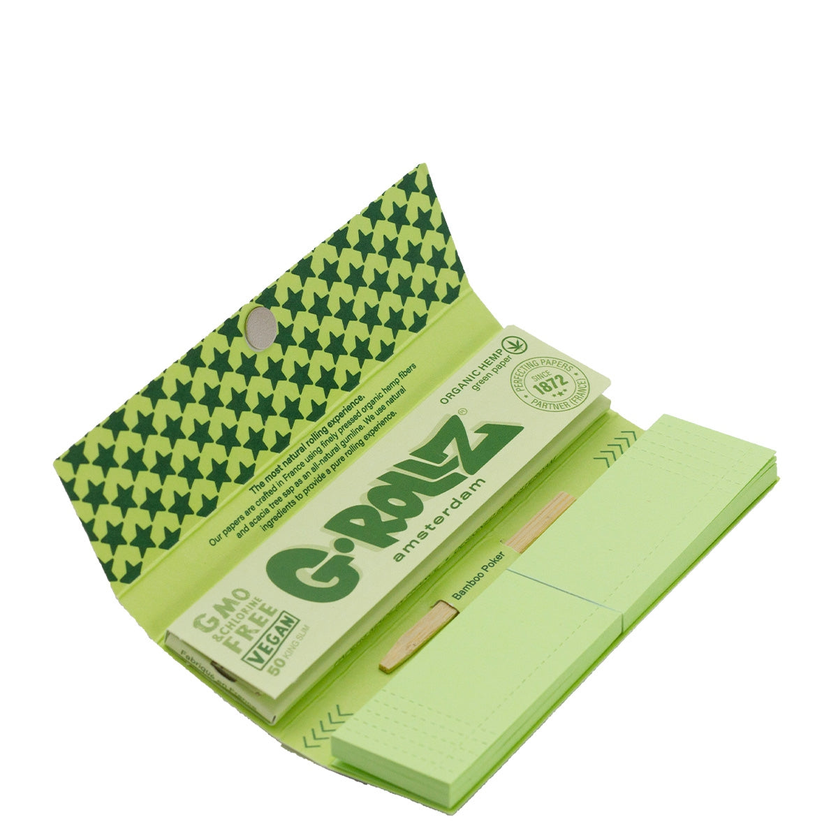 G-Rollz | Pets Rock 'Reggae' Green Hemp - 50 KS Slim Papers + Tips (24 Booklets Display)