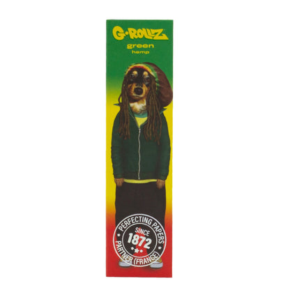 G-Rollz | Pets Rock 'Reggae' Green Hemp - 50 KS Slim Papers + Tips (24 Booklets Display)