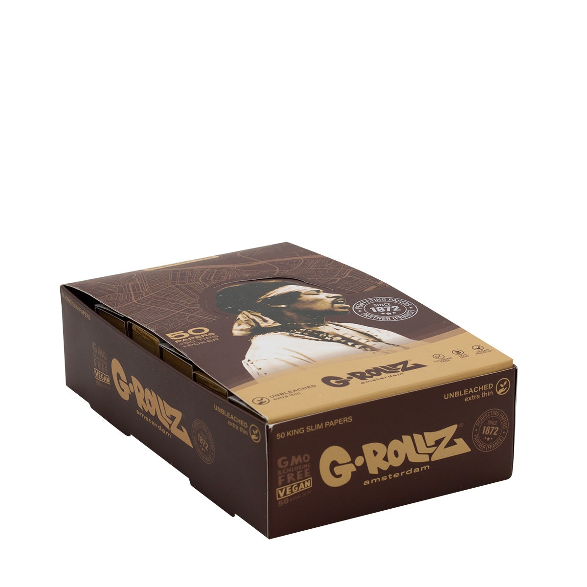 G-Rollz | 'Serenade' Unbleached - 50 KS Slim Papers + Tips (24 Booklets Display)