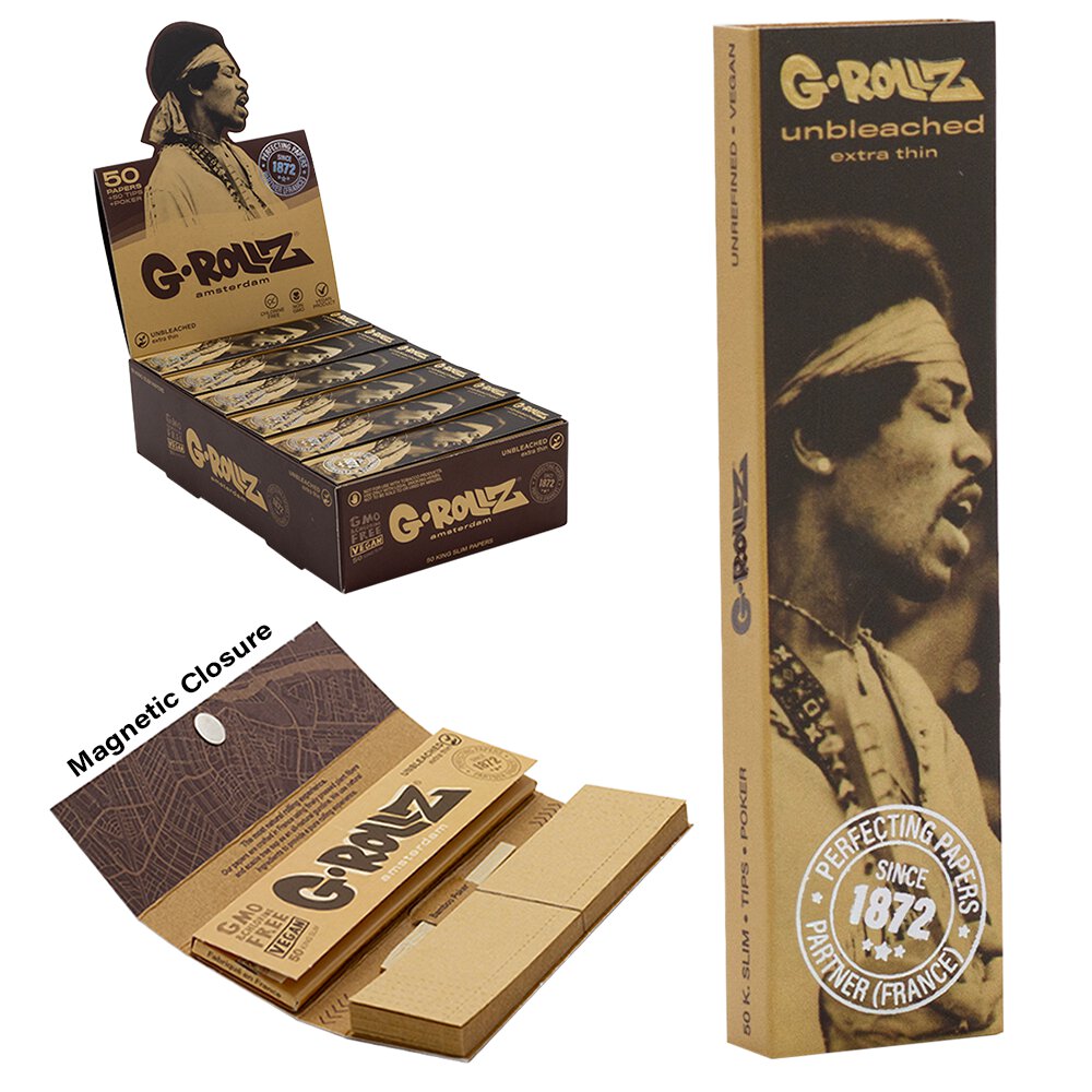 G-Rollz | 'Serenade' Unbleached - 50 KS Slim Papers + Tips (24 Booklets Display)