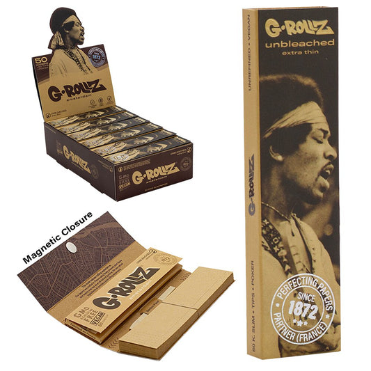 G-Rollz | 'Serenade' Unbleached - 50 KS Slim Papers + Tips (24 Booklets Display)